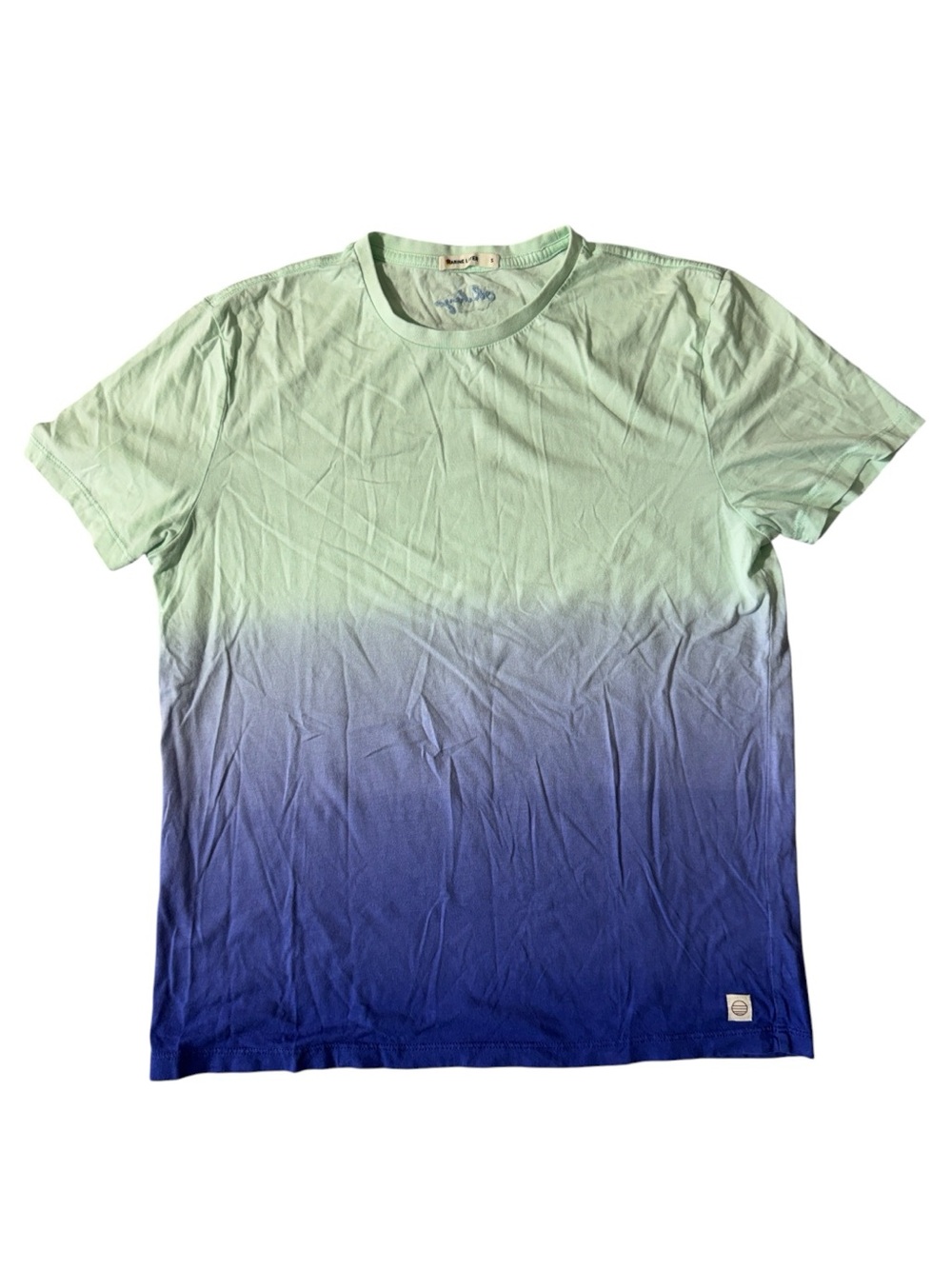 Marine Layer mens S small blue green ombré short sleeve crewneck t-shirt EUC